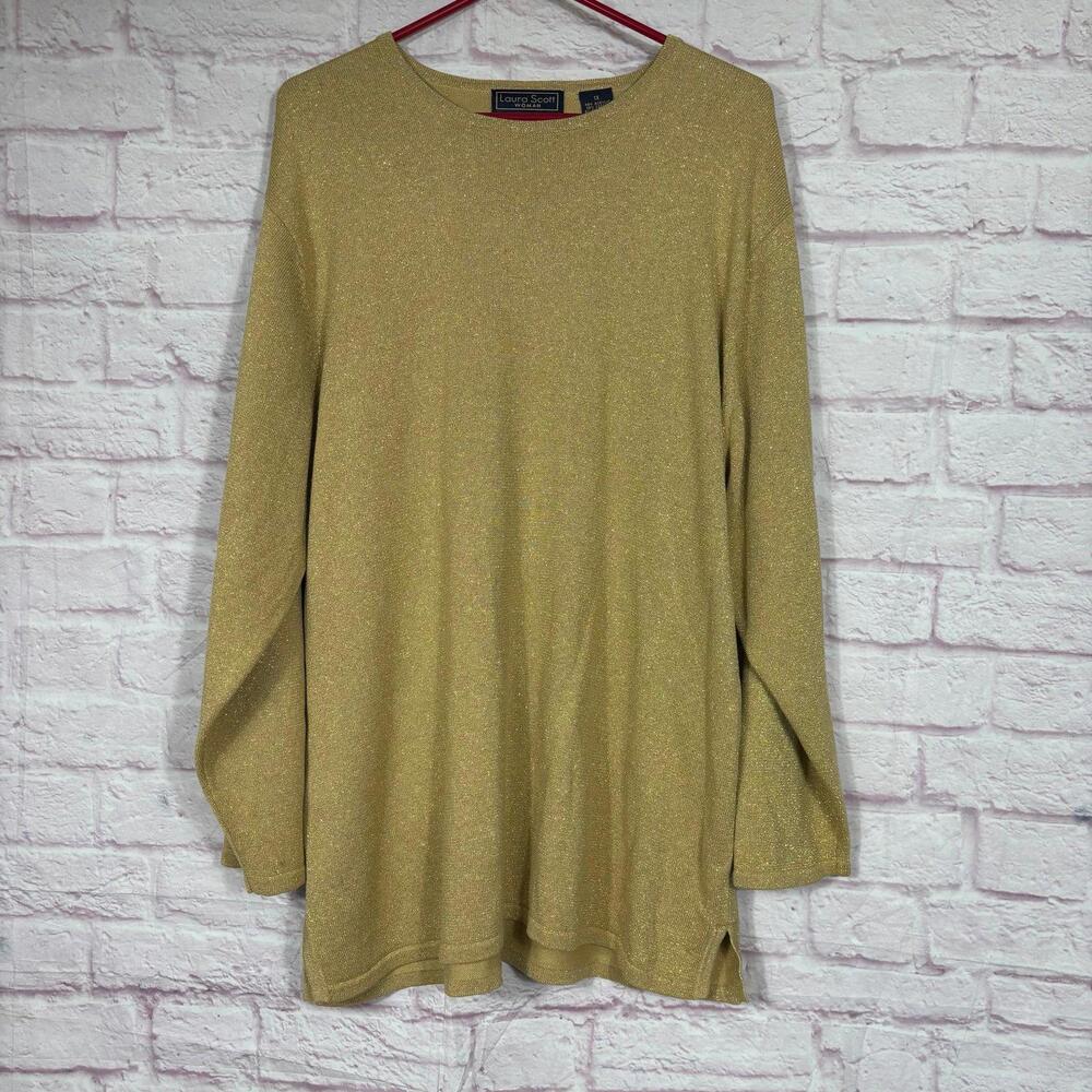 Laura Scott Women's Gold Shimmer Sweater - Size 1X